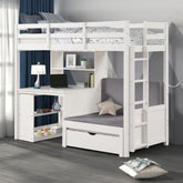 Mateo Twin/Twin Loft Bunk Bed Model Fm-Bk200Wh-Bed+Bc-Bookcase By Furniture Of America